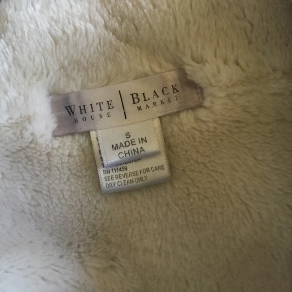 Vintage WHBM black faux suede & cream Sherpa fur toggle coat jacket S - Picture 6 of 7